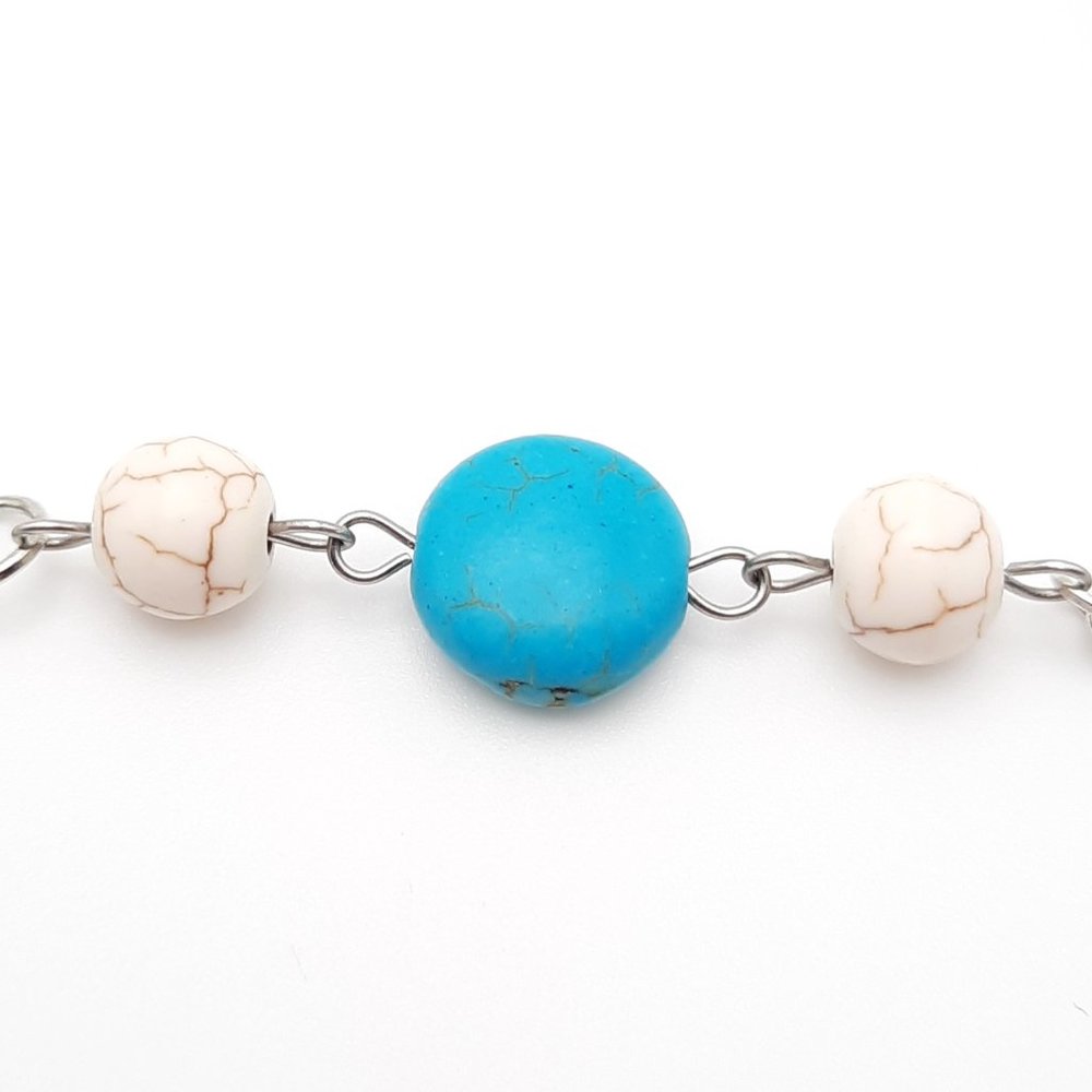 Mermaid Tail Turquoise Howlite Chakra Gemstone Keychain Handmade Accessory - Picture 6 of 8